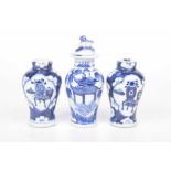 A group of Chinese blue and white vases To include a pair decorated in the Kangxi style with