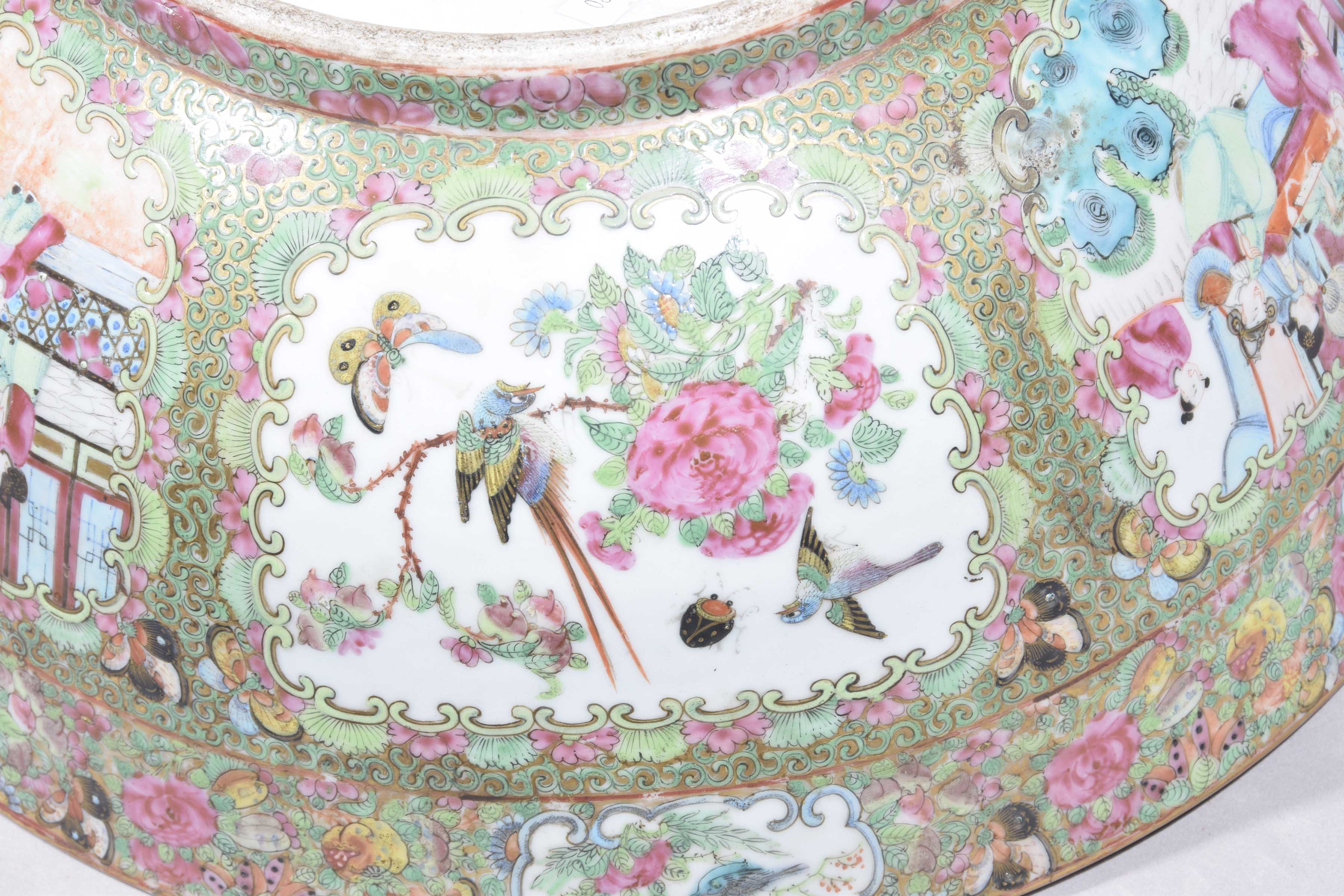 A large Chinese Canton famille rose punch bowl, - Image 7 of 13