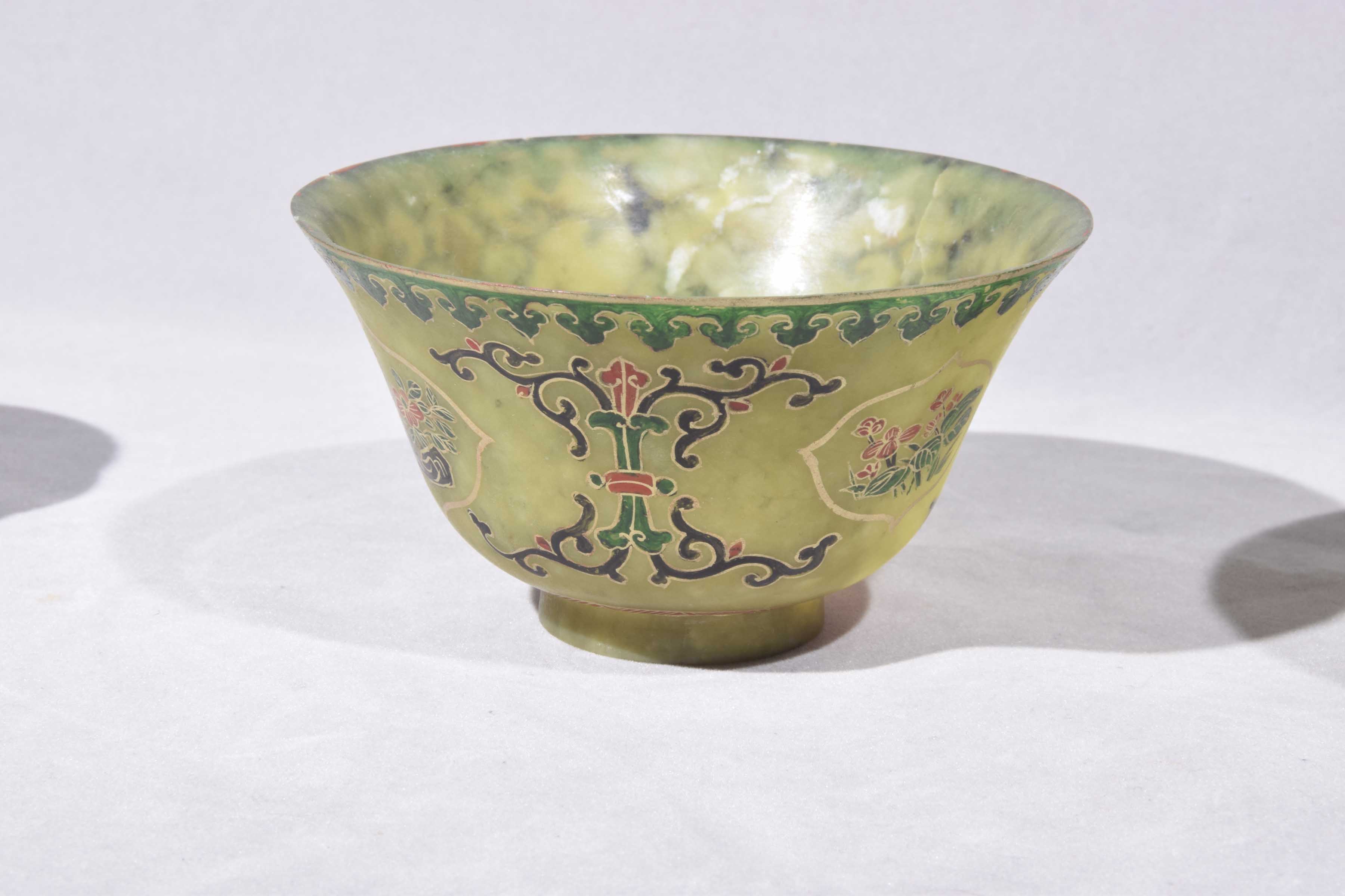 A pair of Chinese green hardstone bowls and covers, 20th Century Each of 'U' form, - Image 8 of 10