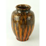 A Pilkingtons Royal Lancastrian crystalline glazed vase Having black mottled decoration on an amber