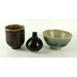 Three pieces of Leach St Ives studio pottery To include a pedestal beaker,