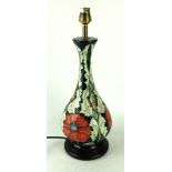 A modern Moorcroft pottery table lamp Of baluster form, decorated in the 'Red Poppy' pattern,