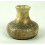 A Ruskin crystalline glaze tradesman miniature vase Of squat form, decorated in a buff glaze,