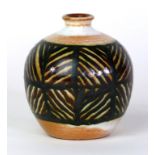 A Poole pottery 'Atlantis' range vase of bulbous form Having painted geometric decoration on a