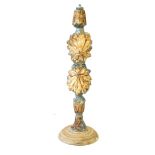 A huge Bernard Rooke studio pottery five section floor lamp Each section decorated in relief with