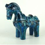 Aldo Londi for Bitossi 'Rimini Blu' ceramic Trojan horse Circa 1960, height 27cm,