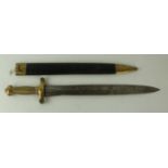 A French 1831 Infantry sword (Gladius) 48cm straight double edged blade stamped Talabont Paris,