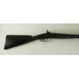 A percussion cap 10 bore side by side shotgun mid 19th Century 78cm barrels, ¾ stocked,