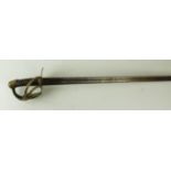 An Imperial French Curassier's sword 95cm straight single edged double fullered blade,