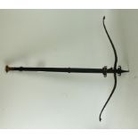 An English 18th Century bullet 'Prod' crossbow 55cm wide bow, with folding sights,