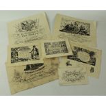 A collection of seven antique gun makers paper labels To include Charles Moore of London,