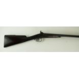 A percussion cap double barrelled side by side 16 bore shotgun mid 19th Century 70cm barrels with