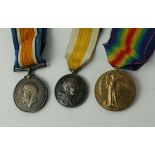 A WWI medal group awarded to 193014 Private E F Conturier of the Labour corps Comprising British