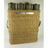 An unusual military issue shell basket with four containers 20th Century The basket height with