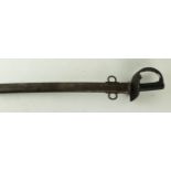 A British 1882 pattern cavalry troopers sword 87cm single edged single fullered curved blade,