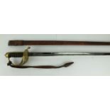A George V WWI period Royal Army medical corps officers sword 83cm single edged single fullered