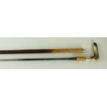 A good quality British sword stick late 19th Century 66cm straight single edged blade with blued