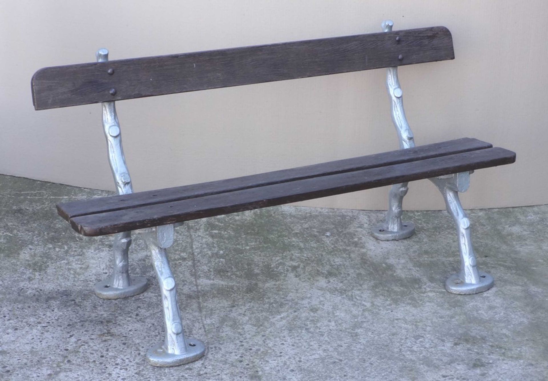 Wood and iron twig bench.