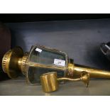 Lime House Lamp Co, a brass framed carriage lamp with wall bracket.