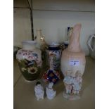 A mixed lot of assorted ceramics to include blush ivory vases, small Imari type vases,