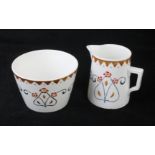 Two pieces of Shelley late Foley To include a jug and bowl hand painted with Art Nouveau motifs to