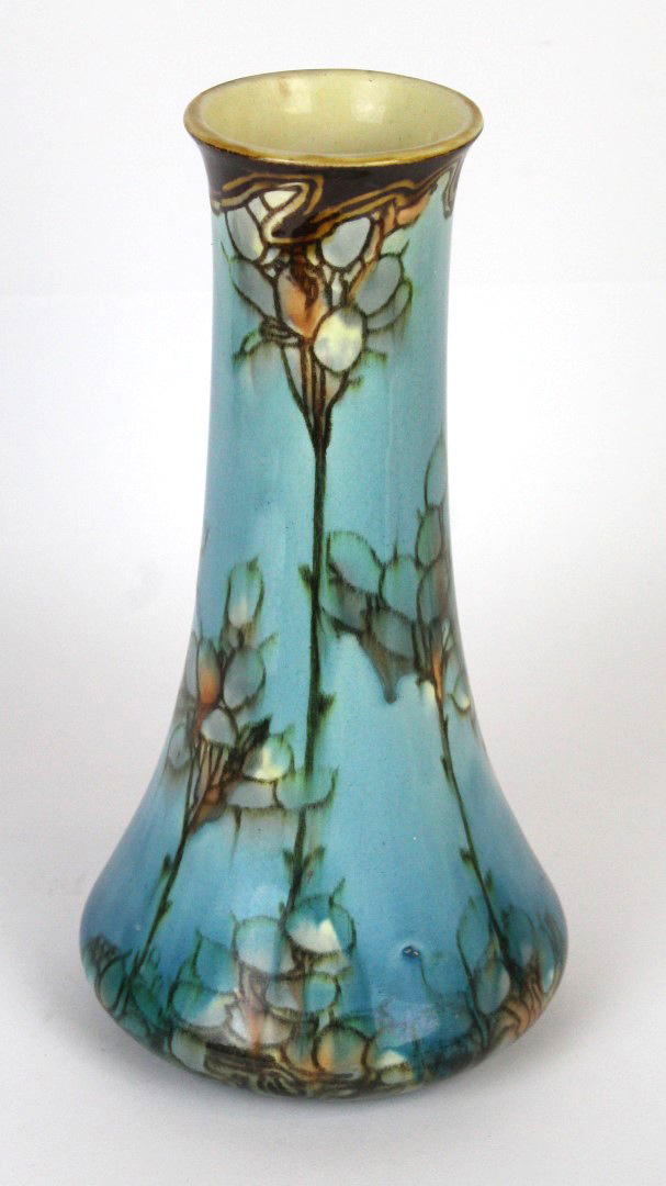 A Minton Secessionist vase of tapering cylindrical form Decorated with stylised motifs on a