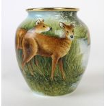 A Moorcroft enamel limited edition vase of bulbous form Decorated in the Chinese Water Deer pattern,
