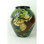 A Moorcroft pottery limited edition vase of bulbous form Decorated in the Sowerby Hare pattern,