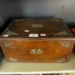 A Victorian rosewood and mother of pearl inlaid table top box, with base drawer.