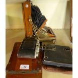 A mixed lot comprising a vintage Bellows camera marked Suprde Vioto made by Houghton's London,