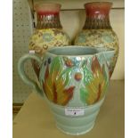 A Clarice Cliff Newport pottery jug with looped handle marked 41A to base,