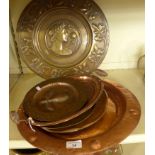 A mixed lot of 19th/early 20th Century copper and brassware to include a range of various plates