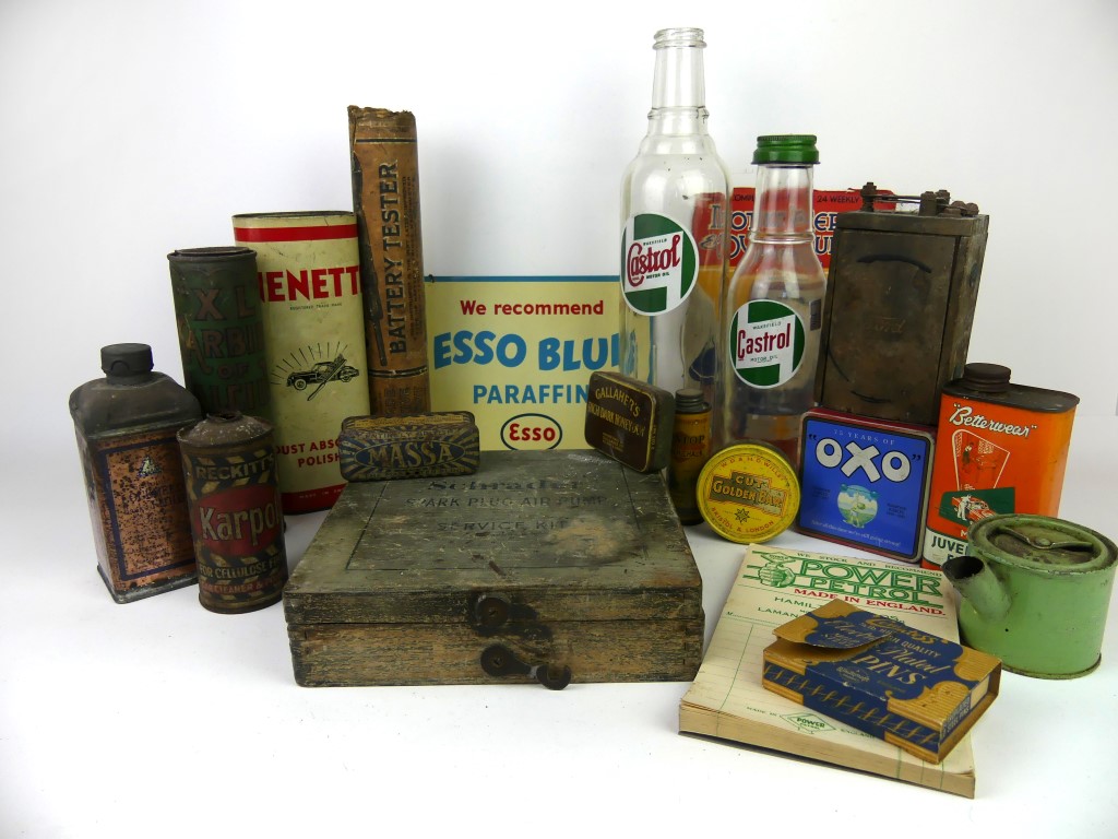 A large collection of advertising items To include double sided Esso Blue Paraffin sign,