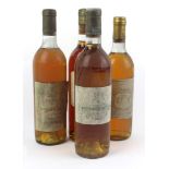 4 Bottles mixed lot fine and mature Sauternes and Barsac Comprising 1 bottle Chateau Suduiraut