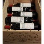 6 Bottles (in OWC) Chateau Calon Segur Grand Cru Classe St Estephe 1996