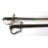 A British 1796 pattern short sword 62½cm straight single edged blade, with brass guard,