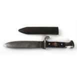 A Nazi Germany Hitler youth knife 14cm straight single edged blade,