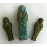 Three ancient Egyptian Ushabtis The Ushabtis of typical form,