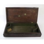 A mahogany pistol case, mid 19th Century The case with lift up brass handle,