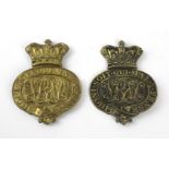 Two Victorian military horse bridle badges Each badge with Queen Victoria cipher,