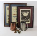 A Royal Observer Corps tankard and badge, circa 1942 Presentation inscription on tankard to a W.A.