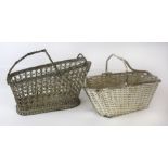 Two contemporary chrome plated wine baskets The first example having basket weave style decoration,