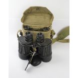 A pair of Hensoldt Wetzlar (Zeiss) 7x50 German army binoculars With rubberized case,
