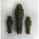 Three ancient Egyptian Ushabtis In typical form,