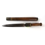 A truncheon knife stick, dated 1884 25cm straight double edged spear point knife,