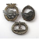 A Collection of German Badges relating to the Kriegsmarine To include E Boat combat,