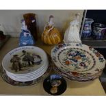 A mixed lot comprising Wedgwood Street Sellers of London collector's plates, Booths Pompadour dinner