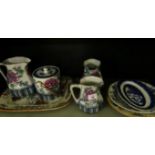 A mixed lot comprising Losol jugs, biscuit barrel, decorated plates, together with a further