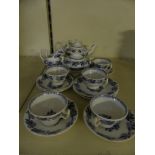 A small 19th Century Staffordshire blue and white decorated tea service, unmarked