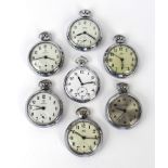 Seven assorted chrome cased pocket watch